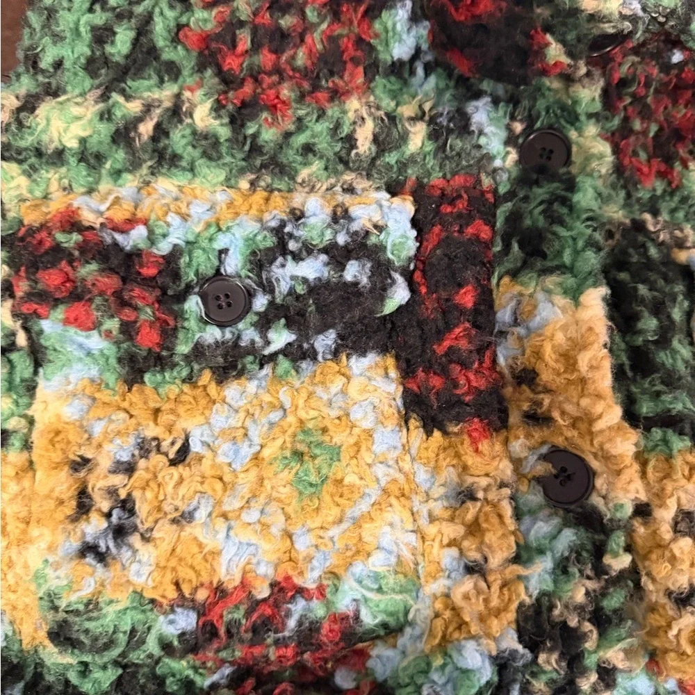 Urban Outfitters Palmer Sherpa Fleece Shacket Multicolor Popcorn Fuzzy Lined S